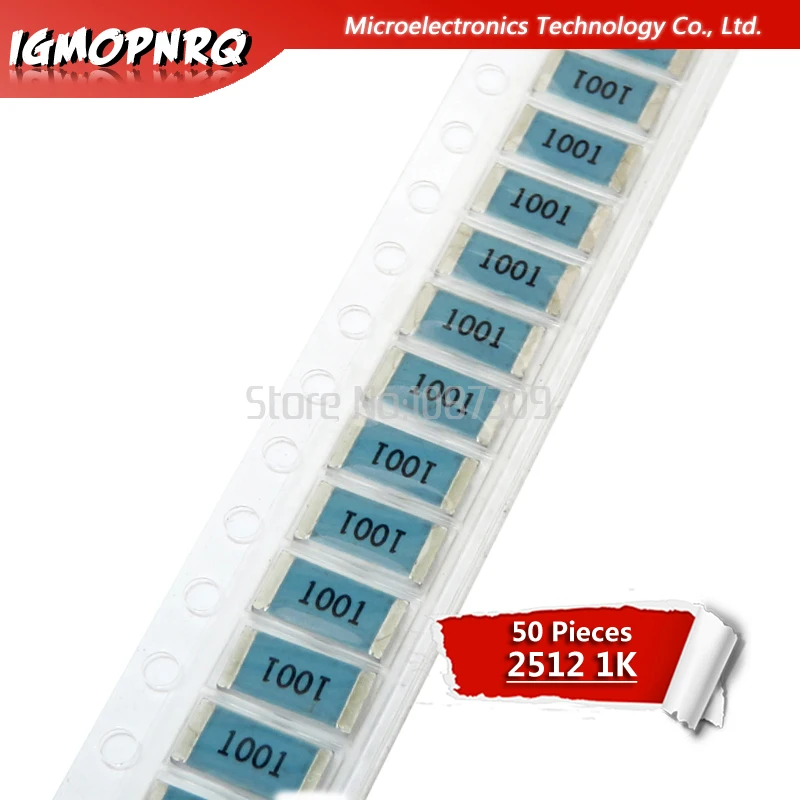 50PCS 2512 SMD Resistor 1% 1K ohm 1W 1K