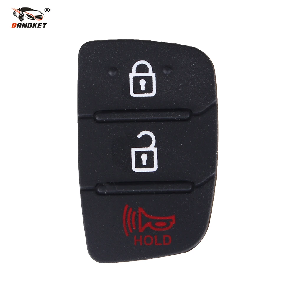 DANDKEY Replacement Key Case Car Key Rubber Pad For Hyundai 3 Buttons Shell Blank Cover