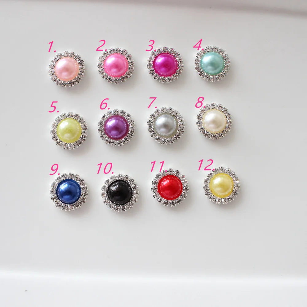 

16mm pearl rhinestone button wedding embellishment headband DIY accessory flatback environmental protection plating 40pcs/lot