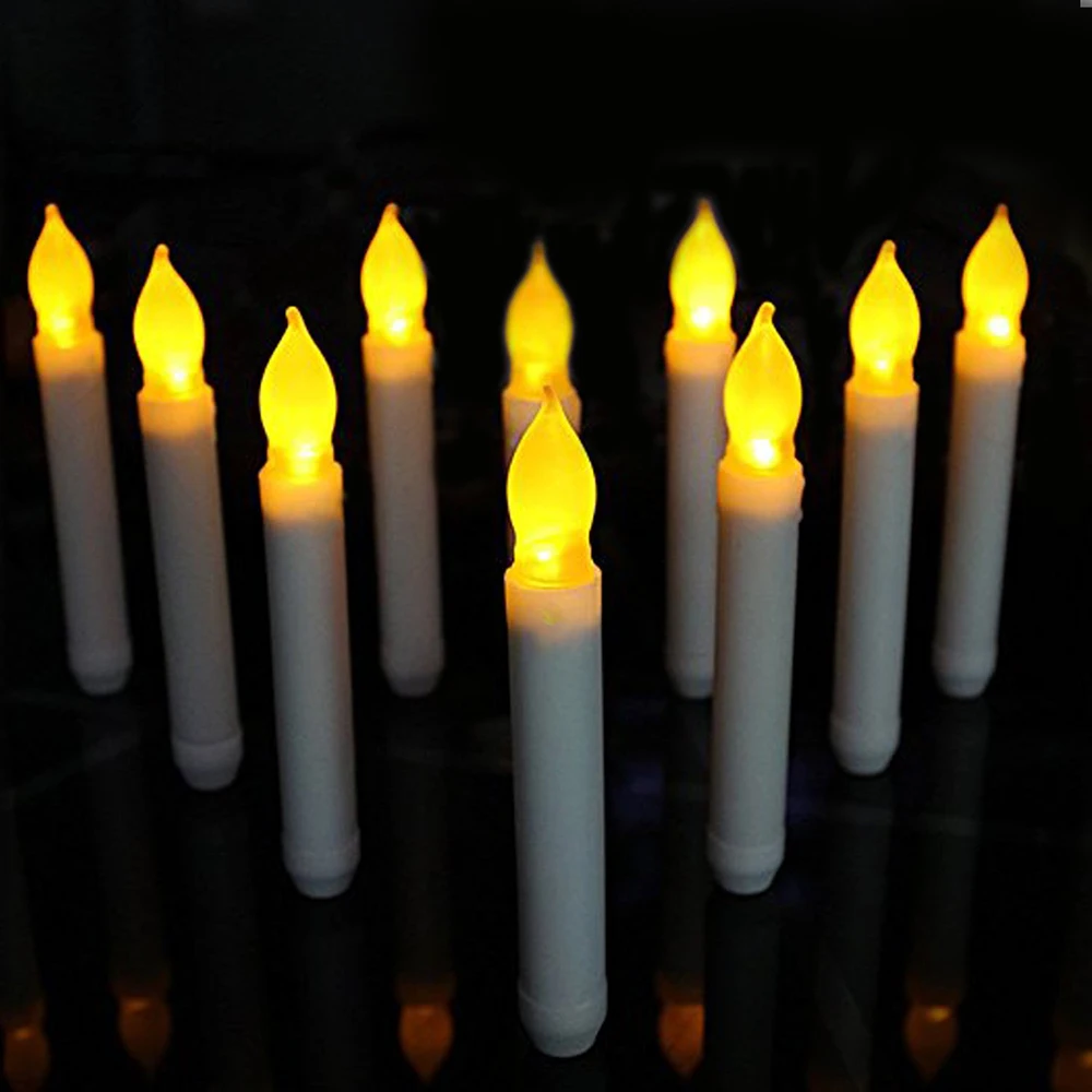 12Pcs Yellow Mini Flameless Led Taper Candle Lights Electronic Candles Tealight Night Lights for Wedding,Halloween,Thanksgiving