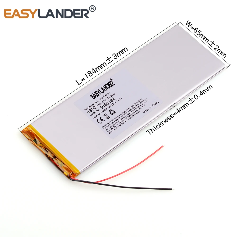 4065184 3.7V 6300mAh Rechargeable Lithium Li-ion Li Polymer Battery For Tablet PC Digma Plane 1559 4G PS1173 PL3865185