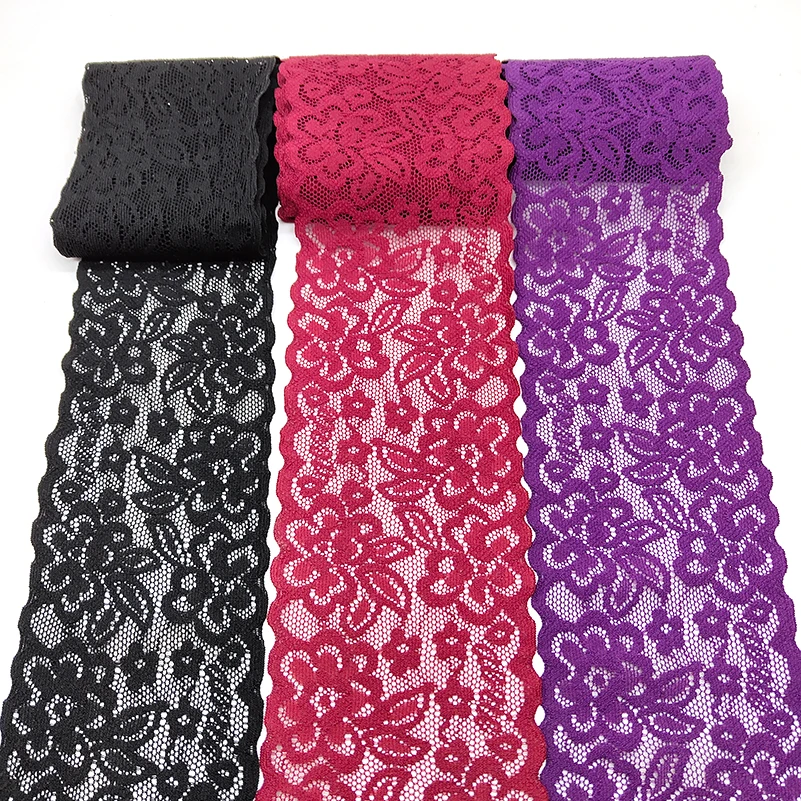 High Quality 1Yards Flower Pattern Stretch Lace Fabric Ribbon Lace Trim Ribbon Diy Craft Fabric 7cm/2.7In Width African Fabrics