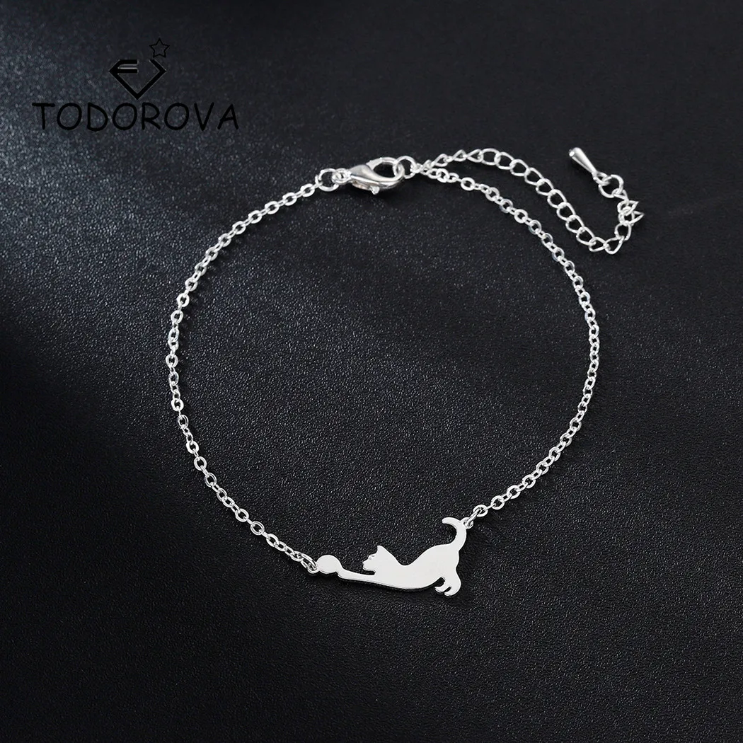 Todorova Hot Selling Naughty Cat Adjustable Charm Bracelet Cute Animal Bangle Bracelets for Women Jewelry Gift Dropshipping