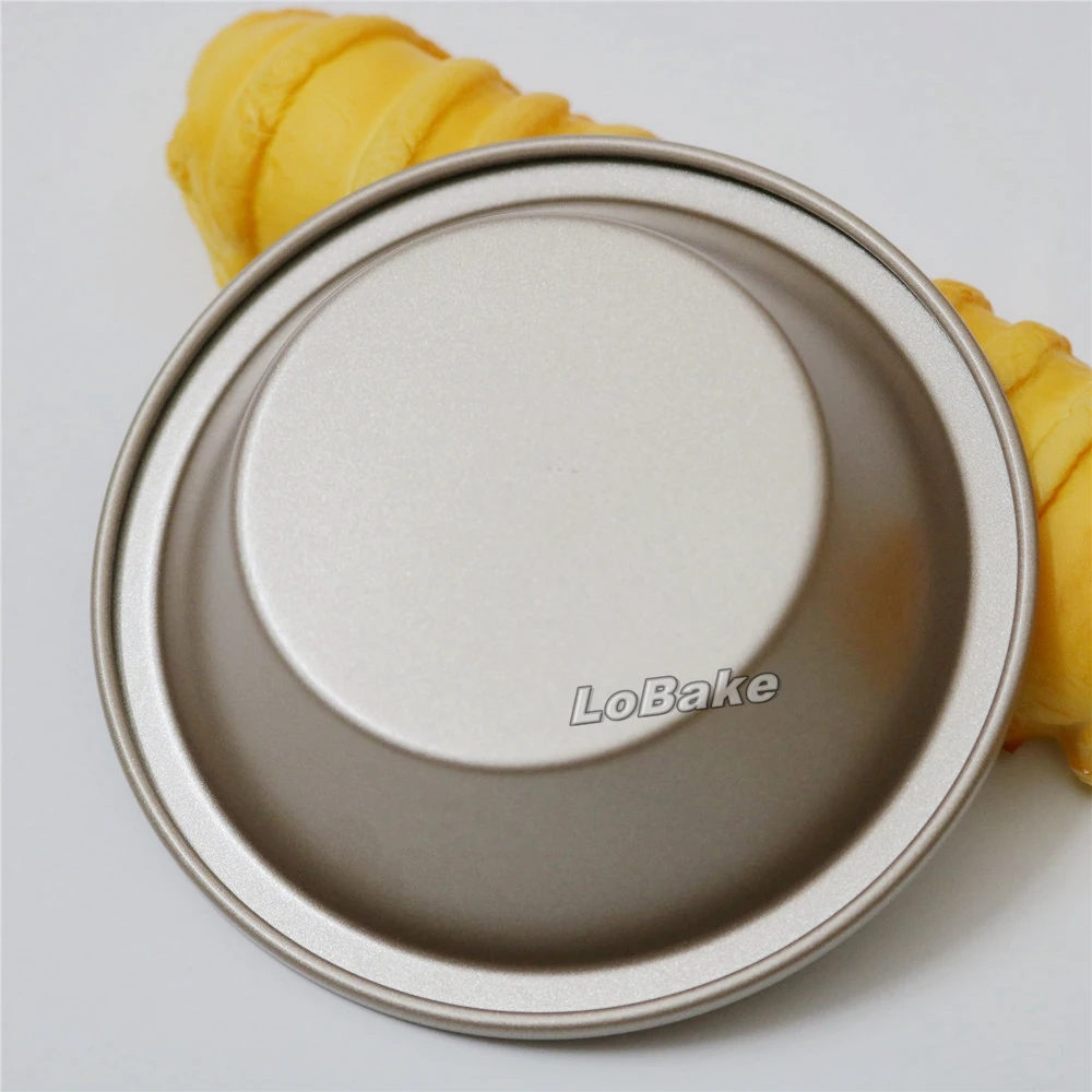 Mini 5 inches nonstick smooth wider edge golden round hamburger pan holder loaf cupcake cake tarts mold pudding cheese pans