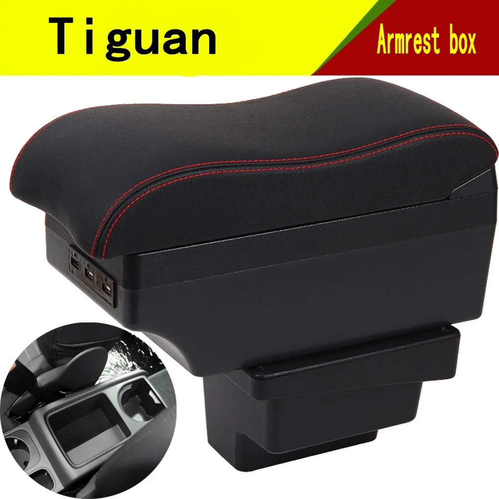 

For Car Volkswagen Tiguan Armrest Box Central Content Interior Arm Elbow Rest Storage Case Car-styling with USB Cup Holde