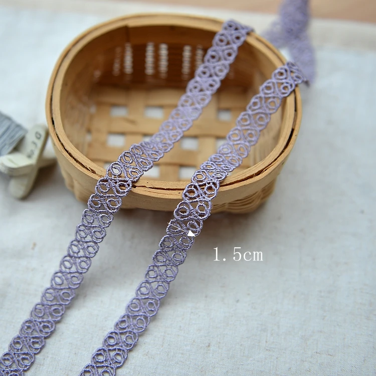 

30 meters 1.5cm 0.59" wide light purple embroidered necklace lace trim tapes ribbon for clothes fabric M9M63F533