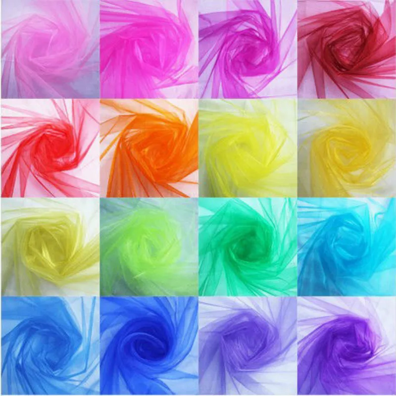 Cheap!48cm*5meter Sheer Crystal Organza Tulle Roll Fabric For Draping Wedding Ceremony Party Home Decoration New year Decoration