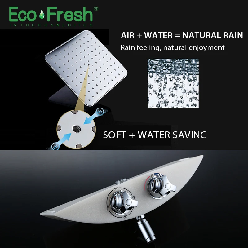 Ecofresh Shower System bathroom shower thermostat faucet mixer tap waterfall wall mount thermostatic mixer shower faucets taps