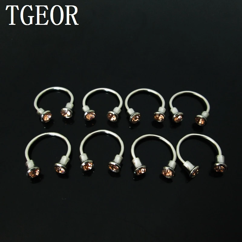 1 Pair 1.2*10*4/4mm horseshoe piercing winebowl shape gem crystal circular barbell body jewelry