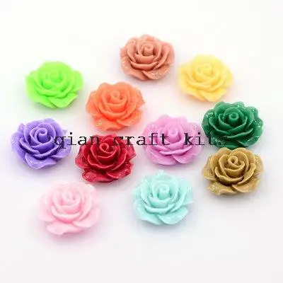 250pcs Flatback Resin rose flower assorted Cabochons 19mm DIY, scrapbook, hair bow, flower centers, cell phone