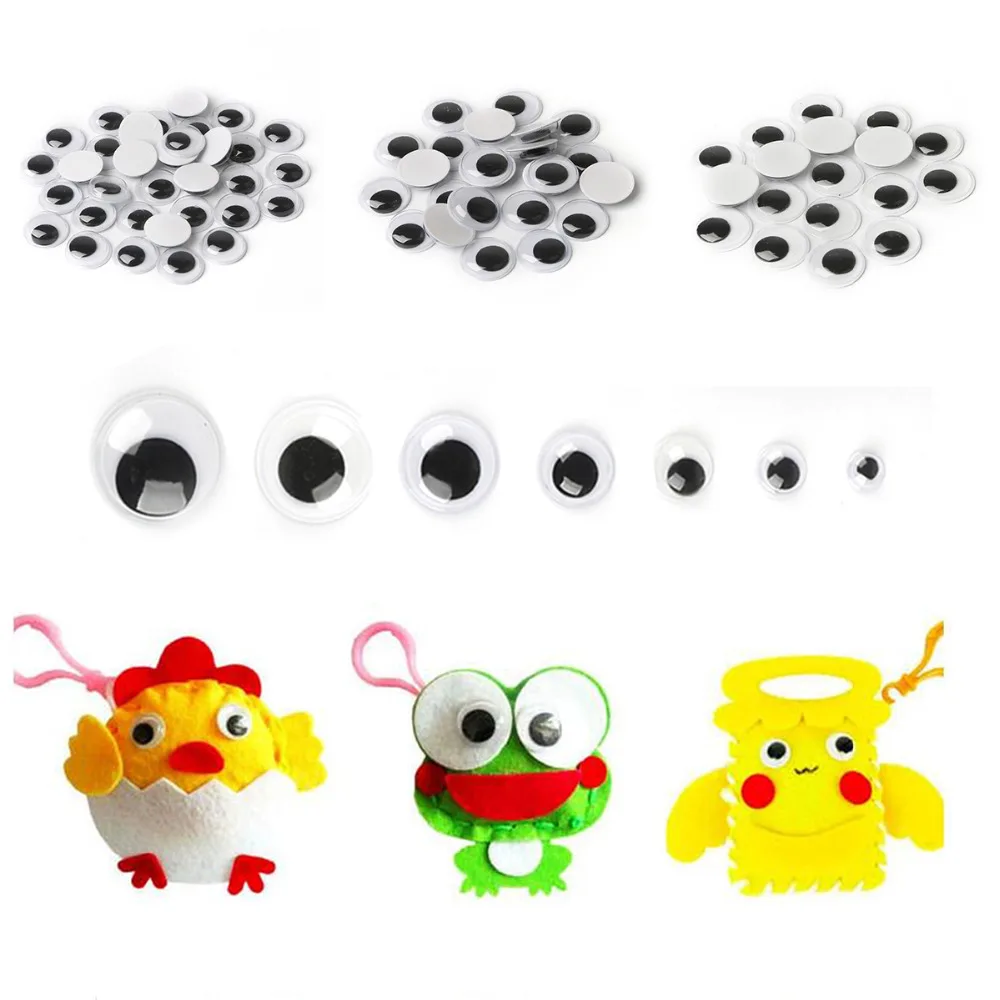 Pick Size 4mm-24mm Mixed Self-adhesive Eyes DIY For Toys Dolls Googly Wiggly Eyeballs Scrapbooking Accessory