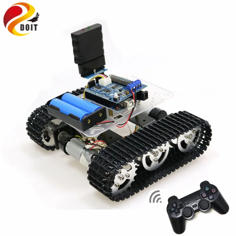 

Mini T100 Handle/Bluetooth/WiFi RC Control Robot Tank Chassis Car Kit for Arduino with UNO R3, 4 Road Motor Driver Board, WiFi