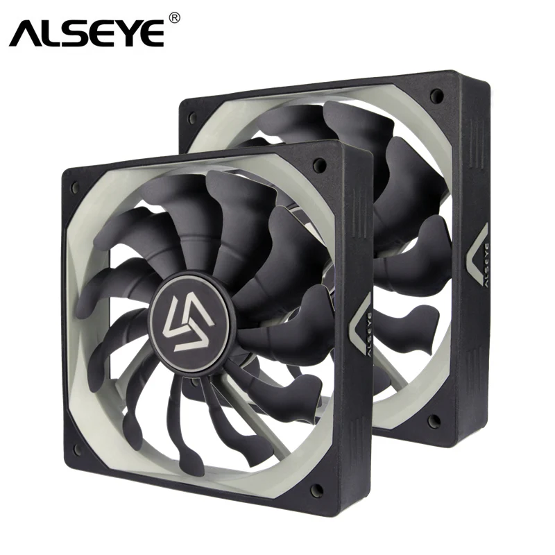 ALSEYE S-120 PC Cooler 12 v 120mm Ventilator voor Computer (2 stuks) 1200 RPM 3pin Stille Cooling Fans