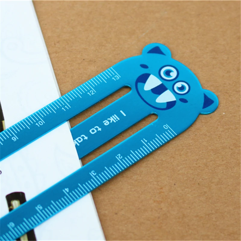 1PC Metal bookmark Straight Ruler Cute cartoon aluminum alloy student ruler