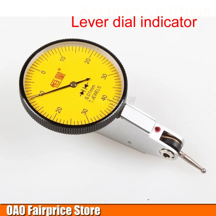 Lever dial indicator ,Indicators, Measuring range:0-0.8mm accuracy 0.01mm,7JEWELS