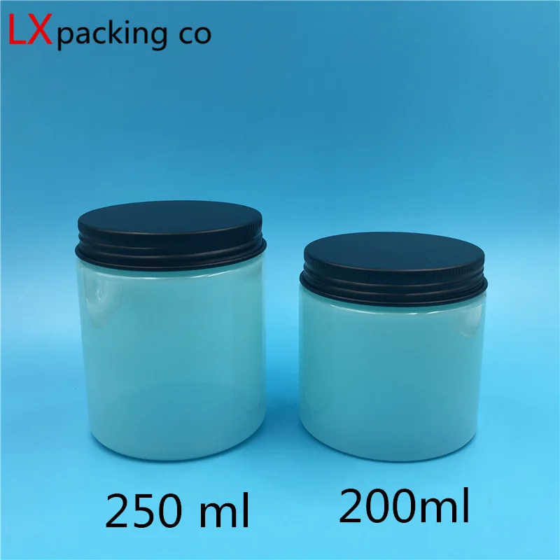 

30Pcs 4 6 8 OZ Blue Plastic Pack Empty Small Jars Wedding Spice Candy Cream Food Container Bank Storage Free Shipping Organizer