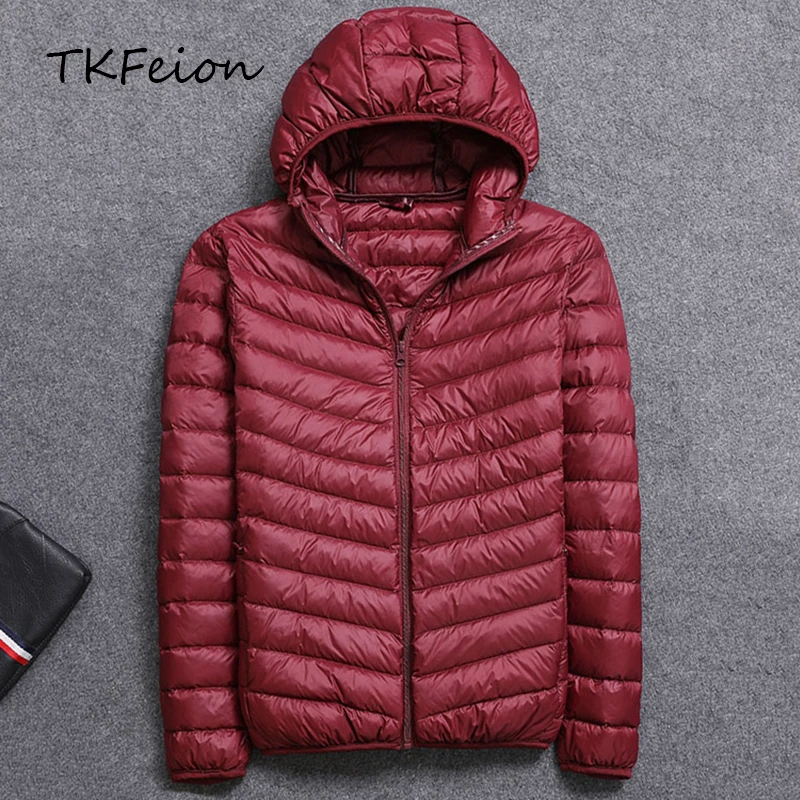 Spring/Autumn Mens Hooded Jacket Fashion Lightweight Portable with Hat Plus Size 4XL 5XL Male Duck Down Slim Coat Clearance Sale