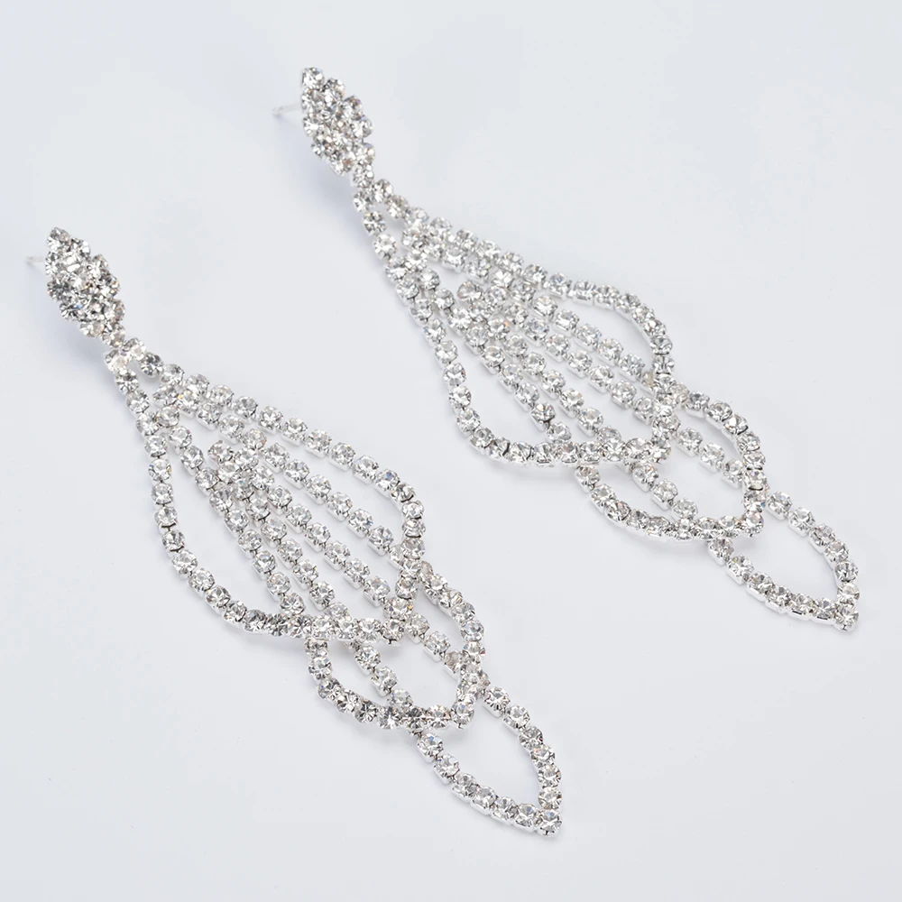 YFJEWE Full Crystal Women Wedding Elegant Party Accessories Long Drop Earrings Jewelry Female Classic Dangle Earrings E469