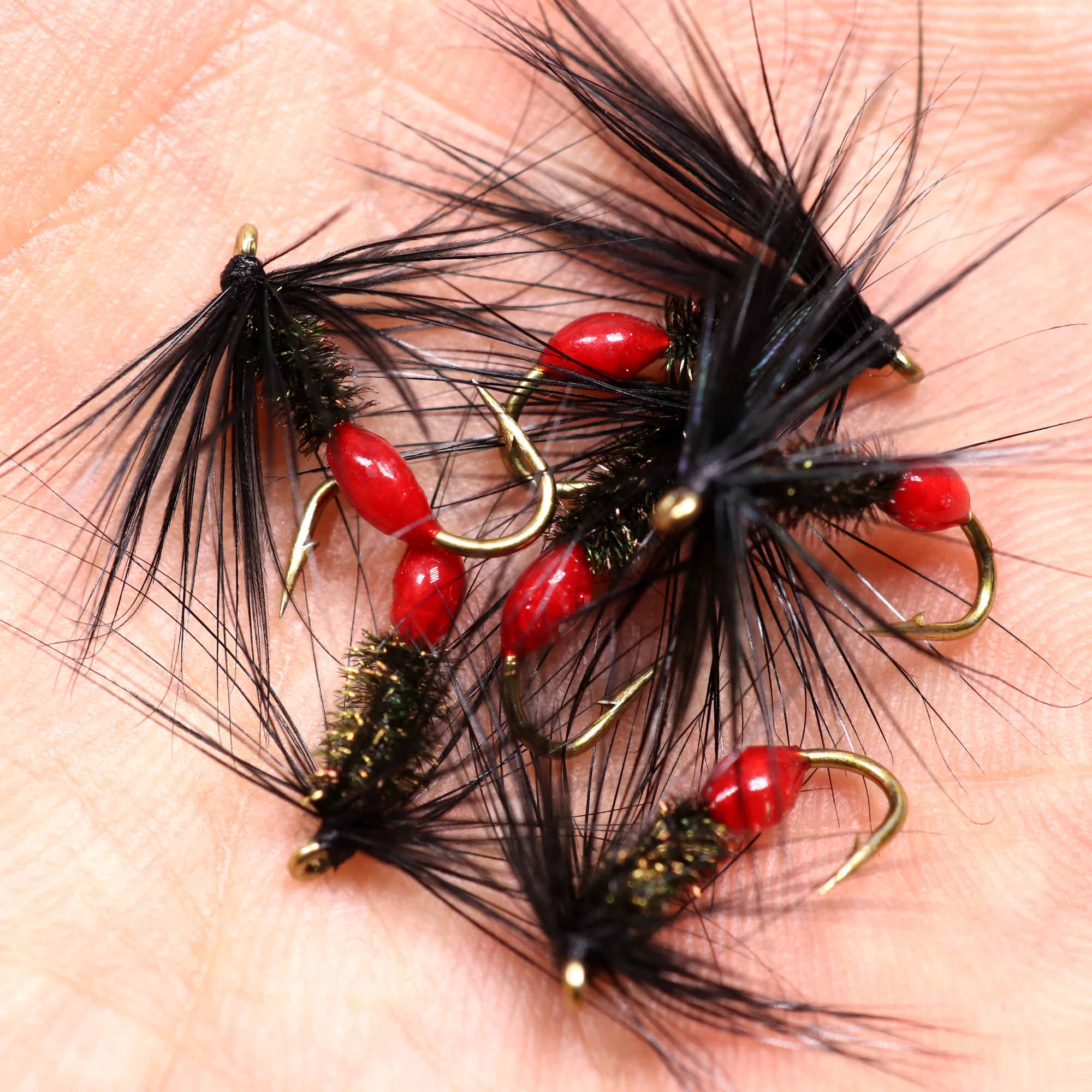 Wifreo 6pcs #12 Soft Hackle Red Butt pesca a mosca ninfa esca artificiale bagnata esca per pesca trota formica