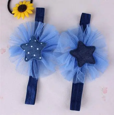 2016 New Cute denim Girls Headband dots star crown rabbit cartoon Hairbands Kids Headwear Hair Accessories