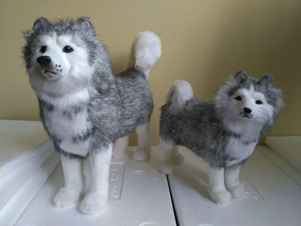 simulation furs gray husky dog model 2 different sizes dogs polyethylene&furs handicraft home decoration gift a2238