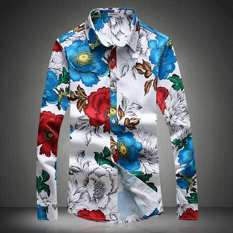 

Creative Exquisite Flowers Shirt Men Fashion Long Sleeve Casual Spring New Top Quality Soft Skin-Friendly Camisa Masculina M-6XL