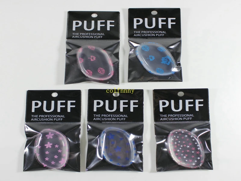 

300pcs/lot Leaf shape Silicone Sponge makeup puff With retail package bag 9 colors