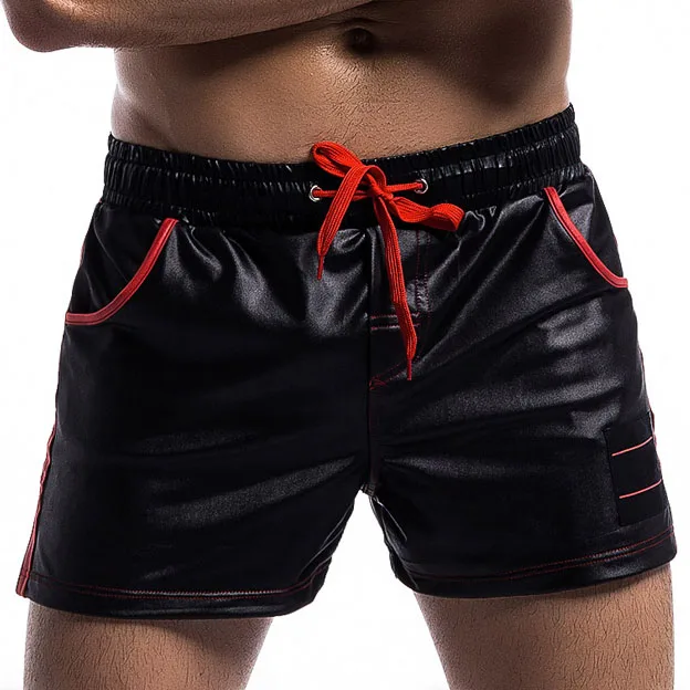 Summer Faux Leather Men Shorts Casual Loose With Pockets New High Quality Male Short Pants Comfortable Soft Man Shorts