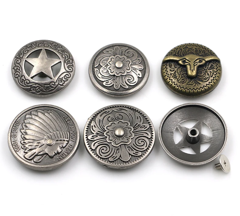 Metal Buttons Snap Button Silver  Nail Rivet With Bead Decoration for Leathercraft Bag Snap Fastener Leather Sewing wallet acces