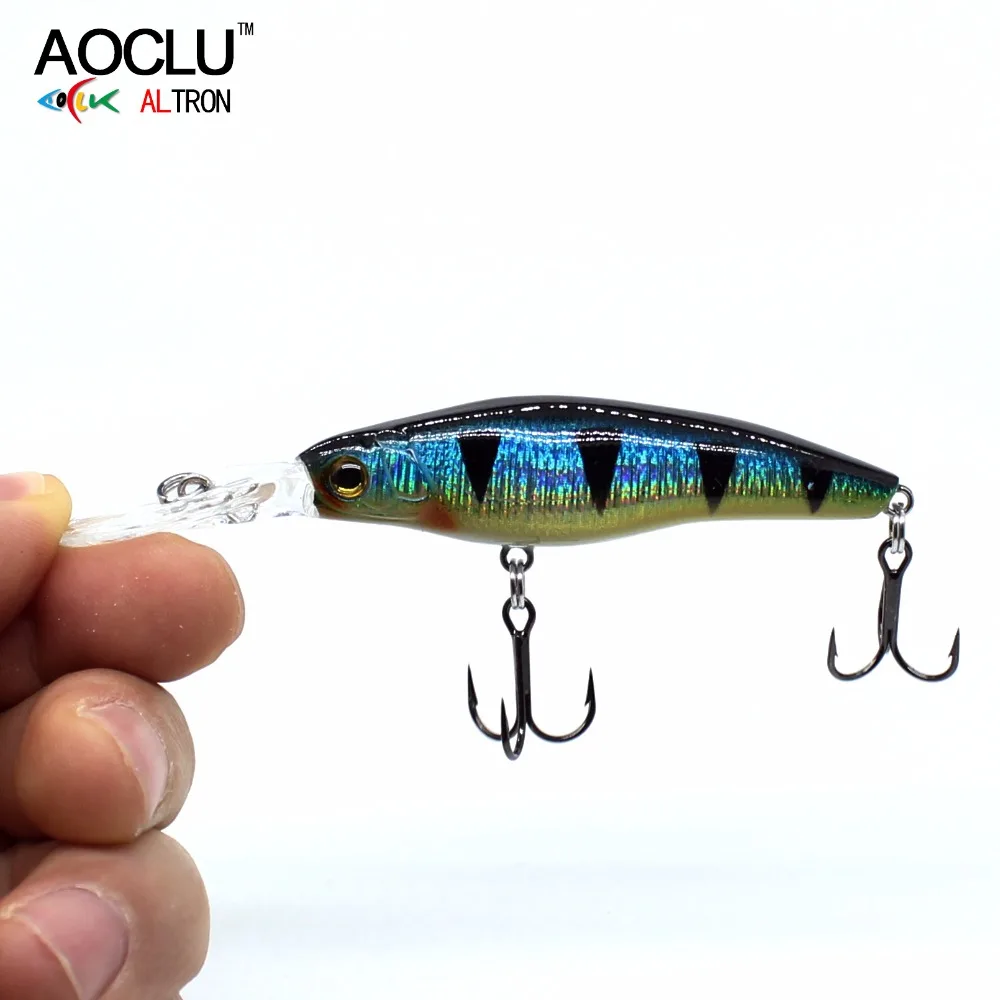 AOCLU Deep Diving Floating Shad, Hard Bait, Minnow Crank,Depth 2.5m Rattle, Inshore Rock Bass Fishing Lure, VMC Hook, 60mm, 5.5g