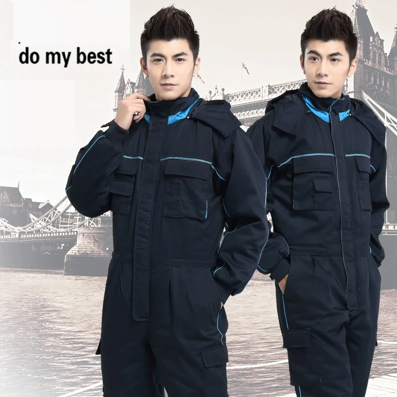 Company Worker Uniform Factory Working Clothes Warm Cotton Clothing Coveralls Autumn and Winter Work Clothes Jumpsuit