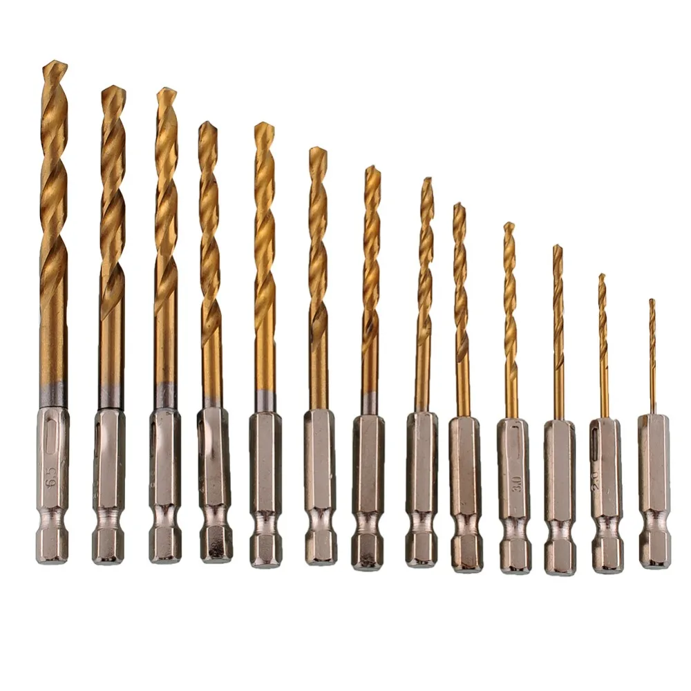 HSS Drill Bits 13pc 1.5-6.5mm Hexagonal Hex Shank 1/4