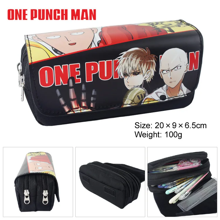 IVYYE Cartoon One Punch Man Anime Cosmetics Bags PU Zipper School Pencil Case Storage Pen Bag Large Pouch Stationery Gift New