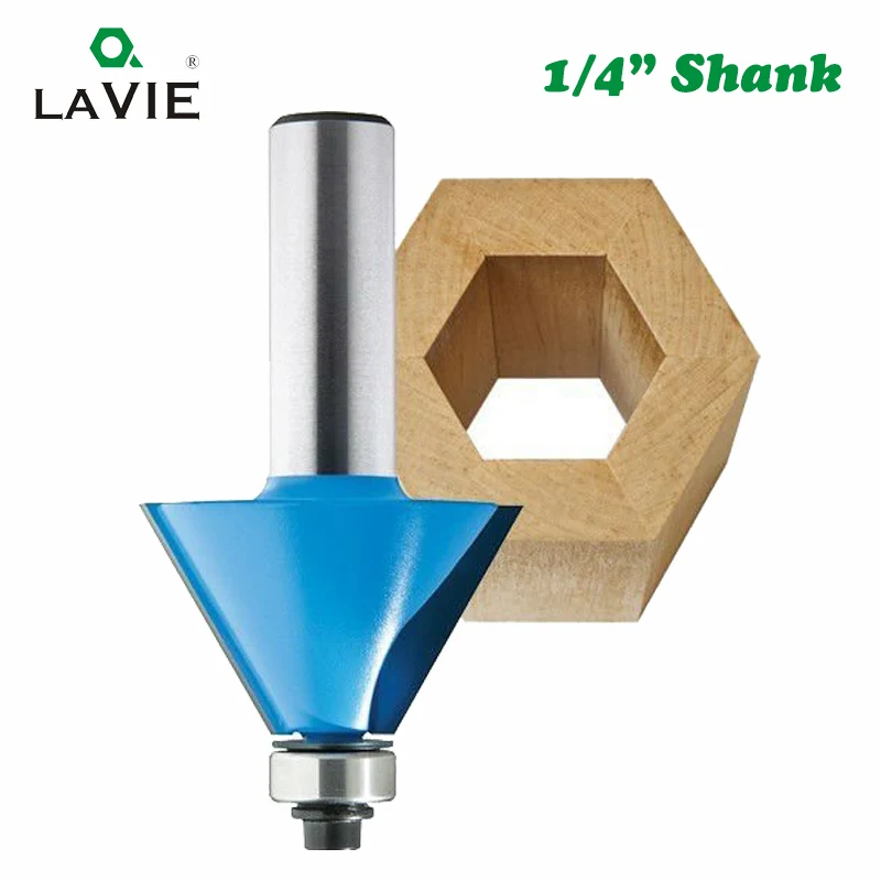 1pc 1/4 Inch Shank 45 Degree Chamfer Bevel Edging Router Bit Milling Cutter For Wood Tungsten Carbide Woodworking Bits MC01081