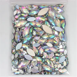 Multi Size Acrylic Rhinestones Horse Eye Crystal AB Flat Back 3D Non HotFix Nail Art Decoration for Wedding Crafts MC80