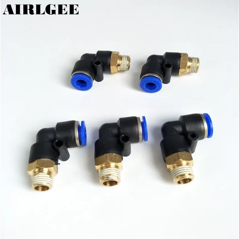 

5 Pcs PL6-01 6mm Push in 1/8"PT Thread Quick Pneumatic L Connector Fittings