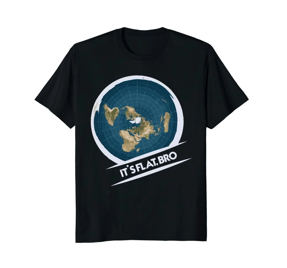 Flat Earth T-Shirt: Flat Bro Flat Earther Society Conspiracy New 100% Cotton T-Shirts Men T Shirt Clothing Size Tees