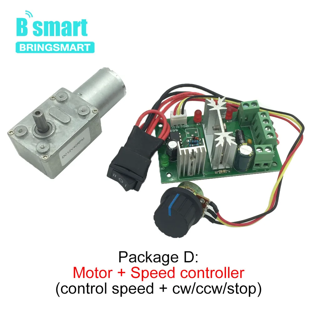 Bringsmart DC 12V 24V 3-210RPM Turbo Geared Worm Motor 12V Gear Box Motor 6v High Torque Reducer 370 Electric Motor 18v JGY370
