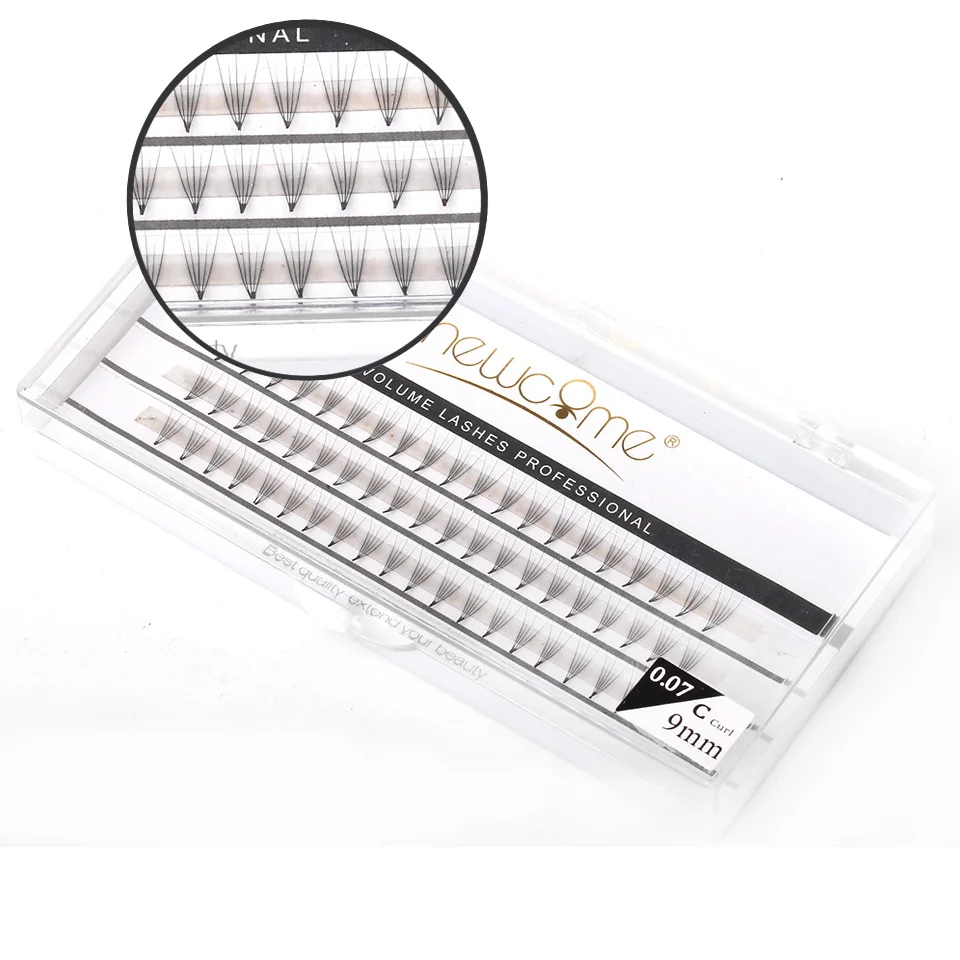 NEWCOME 5D-Wimpern, einzelne Wimpern, Seidenvolumen-Wimpern, natürlich, weich, 0,07 8–15 Länge, hochwertig, für Make-up-Tools, 2 Hüllen