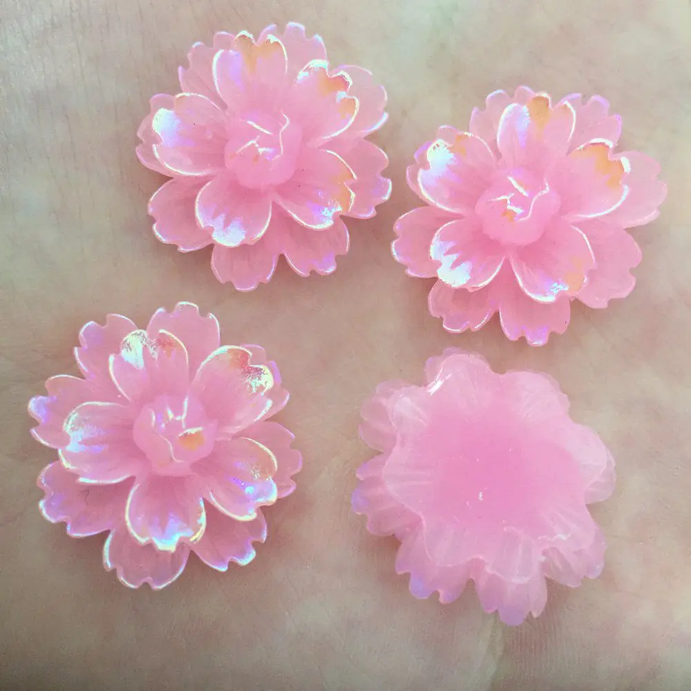 NEW 12PCS 25mm AB Resin Candy Color Flower Stone Flatback Wedding Buttons Crafts K131*2