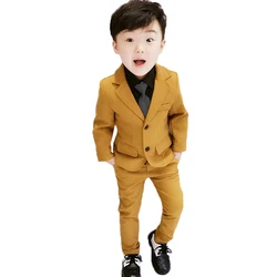 Boys Wedding Dress Jackets Pants 2Pcs Formal Suit Kids Birthday Party Clothing Set Flower Boys Brand Blazers Suits