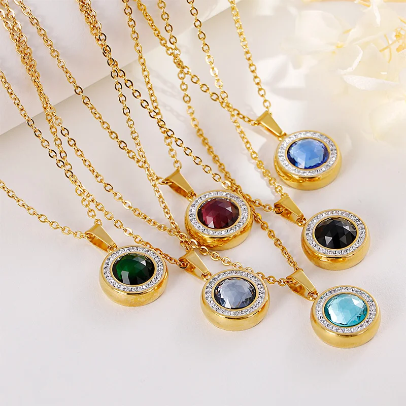 Kalen New Jewelry Sets For Women Gold Color Stainless Steel & Colorful Glass Necklaces & Earrings Sets Women Sweetheart Gifts