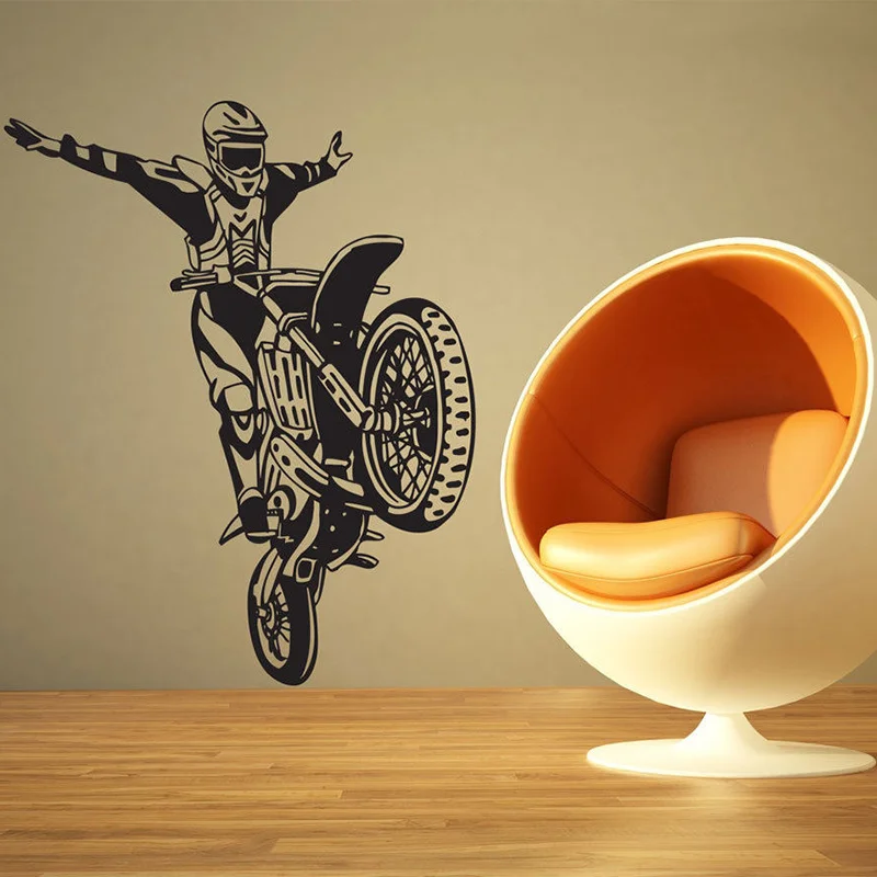 POOMOO Wat Sticker Dirt Bike Motorcycle Motocross Stunt Wall Decal Decor Vinyl Art Sticker 70x60cm