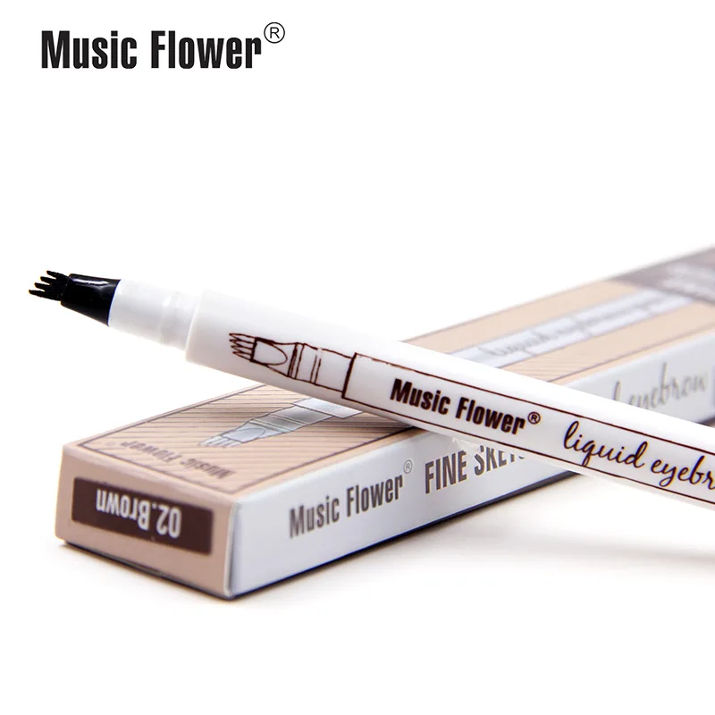 Music Flower 4 colors microblading eyebrow tattoo pen Tint Natural Long Lasting Waterproof Brown Fork tip Eyebrow Pencil