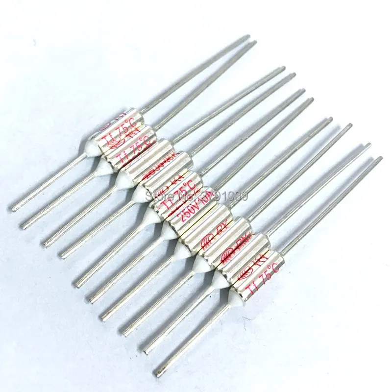 100pcs RY FUSE RY-75 Temperature Fuse RY Tf  Heat Protector 75 Degrees 10A250V TF 75 C  Temperature Switch 75C Insurance Pipe