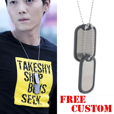 Personalized Military ID Dog Tag Pendant Necklace Custom Engraved Men Army Tags Lettering Name Stainless Steel Jewelry Gifts