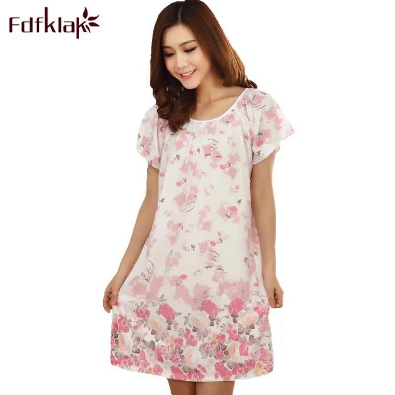 

Fdfklak L-XXL Plus Size Nightgown For Pregnant Women Cotton Print Maternity Clothes Pregnancy Sleepwear Pregnant Nightwear F100