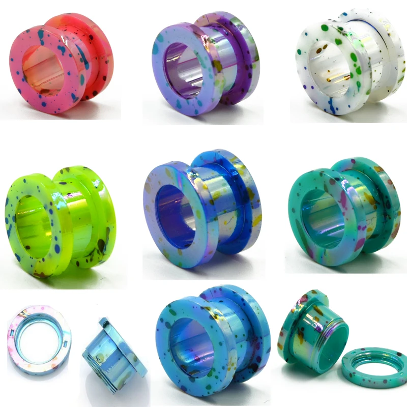 Colorful Ear expander 1Pair Acrylic Dot Screw Back Flesh Tunnel Ear Plug Expander Stretcher Ear Stud Plug