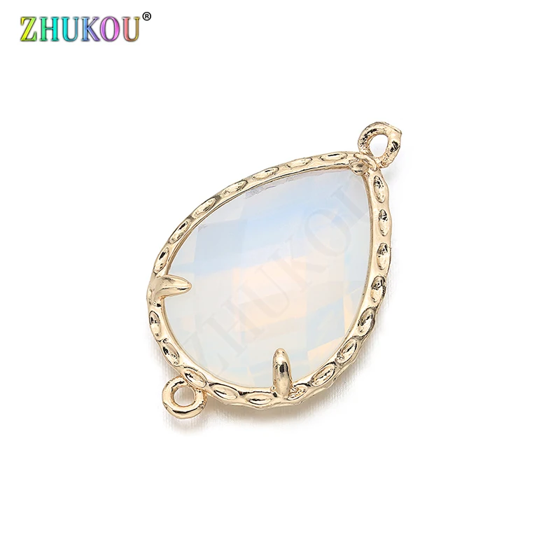 14*23mm High Quality Brass Cubic Zirconia Water-drops shape  Connectors DIY Jewelry Findings Making, Hole:1.0mm Model: VS298