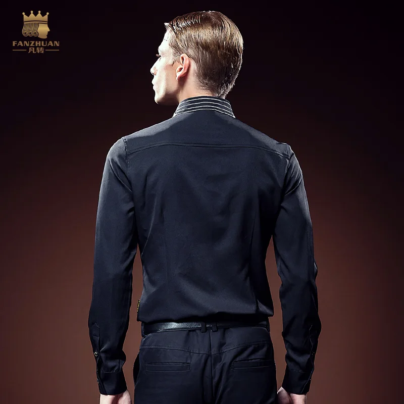 FanZhuan – chemise à manches longues pour homme, col décontracté, slim, avec broderie, à la mode, livraison gratuite, nouvelle collection automne 612127